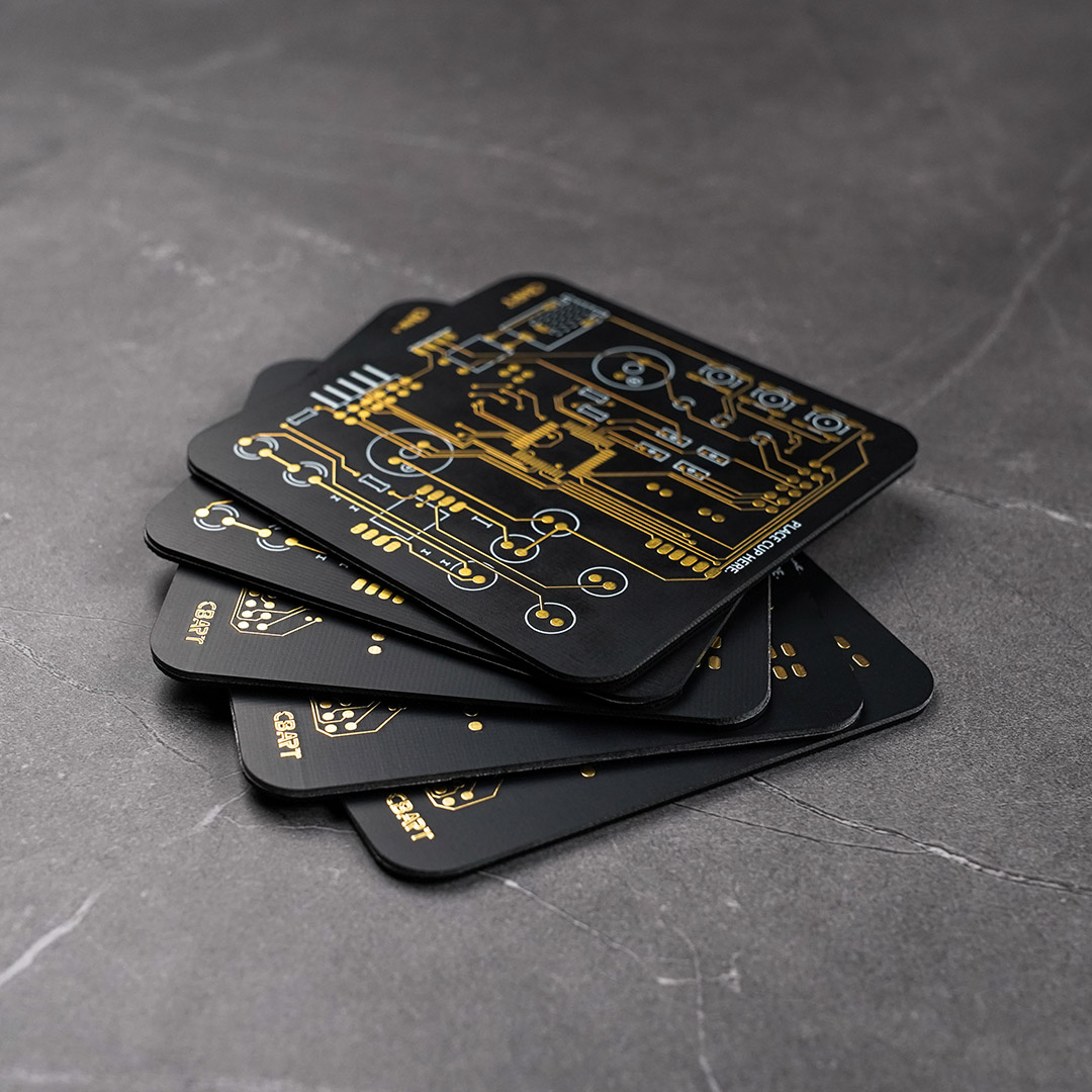 CBART Gold-plated Circuit Board Coasters Decorative Bar Wine Office Drinks Coasters