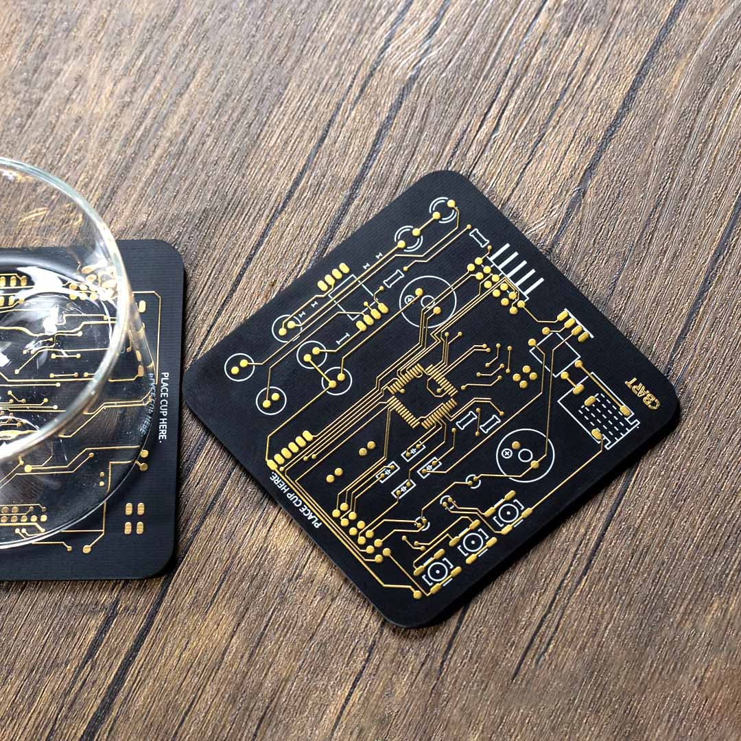 CBART Gold-plated Circuit Board Coasters Decorative Bar Wine Office Drinks Coasters