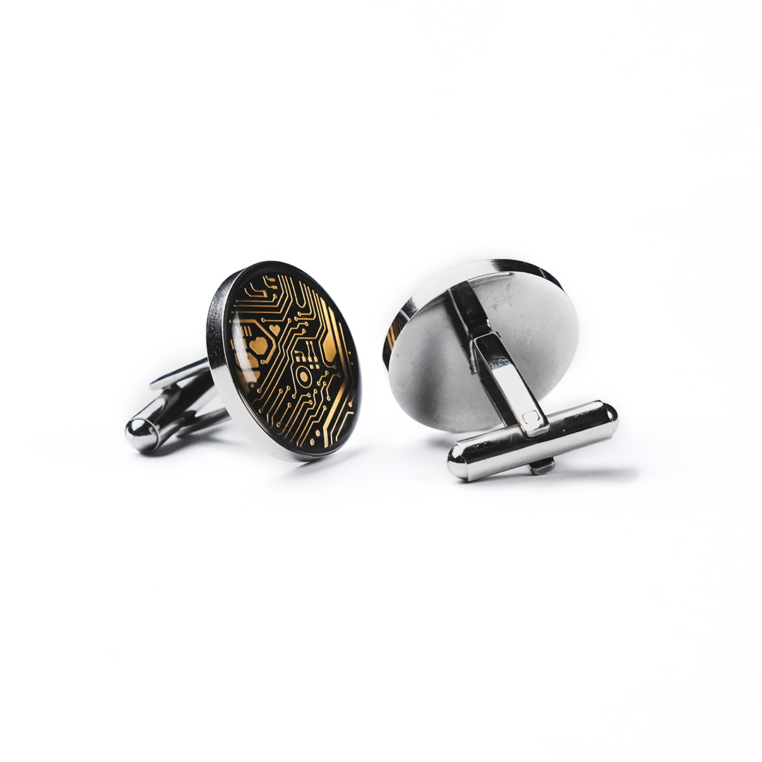 Circuit Board Cufflinks, Computer Nerd Cuff Links, Novelty Accessories for Men - Stainless Steel, Resin